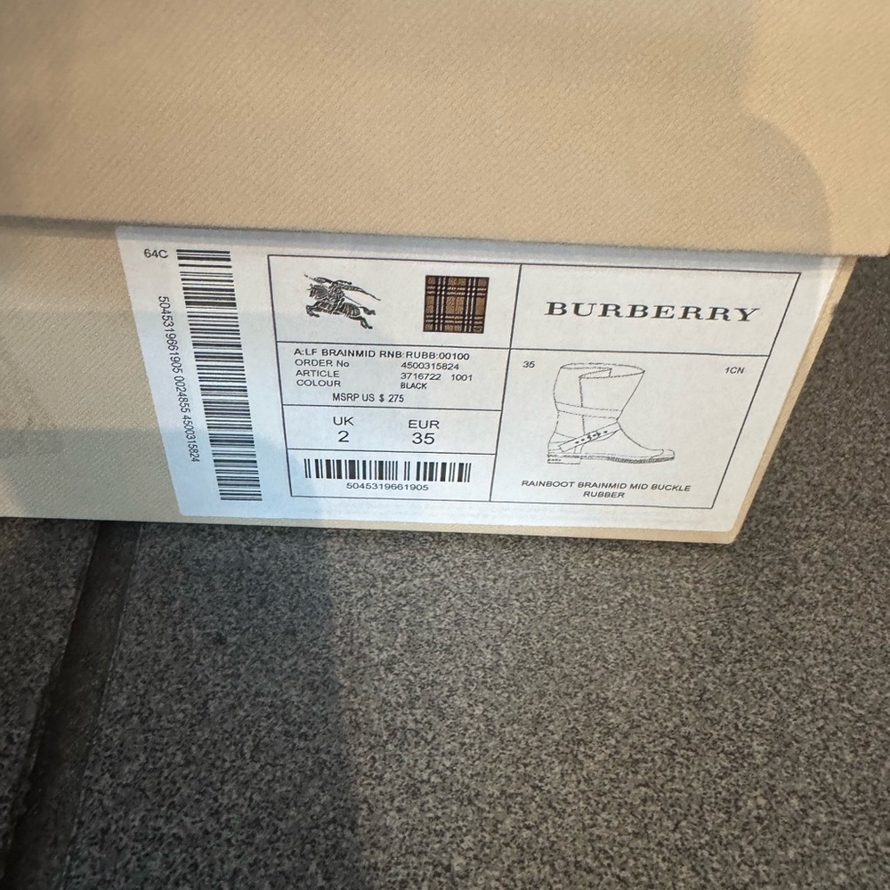 Burberry Black Women's Rainboot Mid Buckle Rubber - Picture 3 of 6